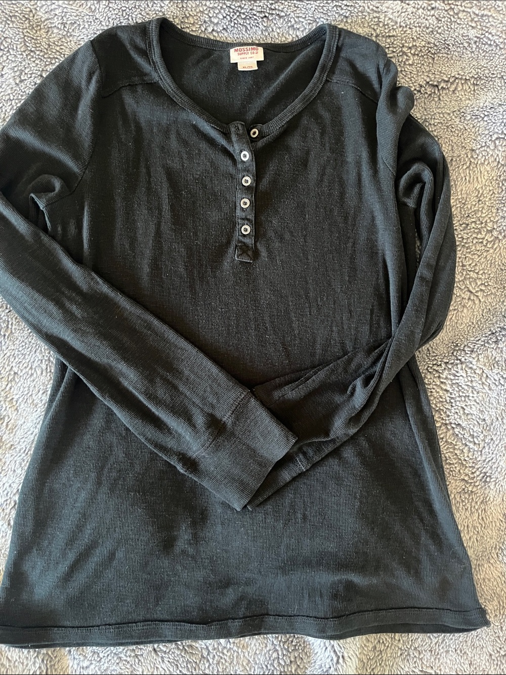 Mossimo Black Long Sleeve Henley Top
